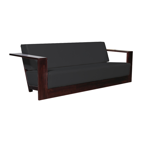 Double-Lounger Palisander mit Kissensatz Leder schwarz mieten