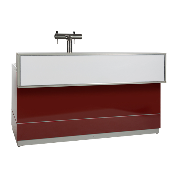 Biertheke rot L200*T83*H115 cm mit CNS Deckblatt mieten