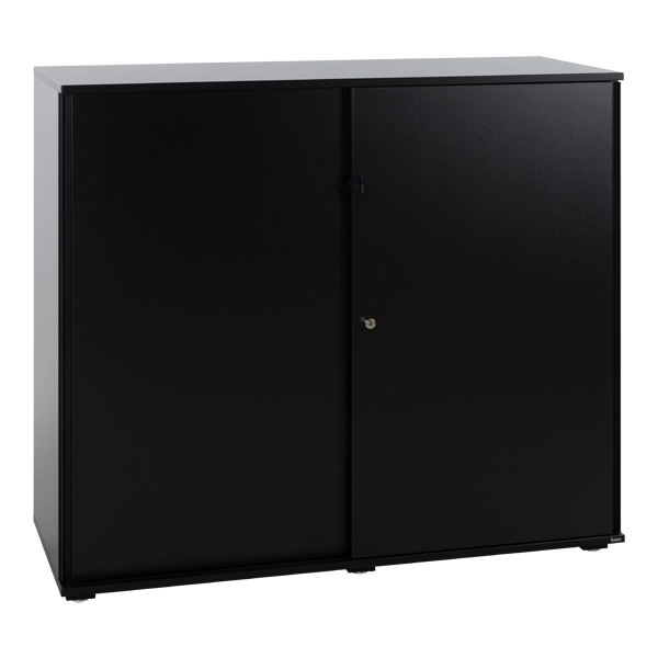 Sideboard H113 Lean schwarz mit Schiebetüren mieten