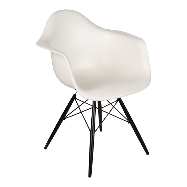 DAW Eames Plastic Armchair Ahorn schwarz Sitz weiß mieten