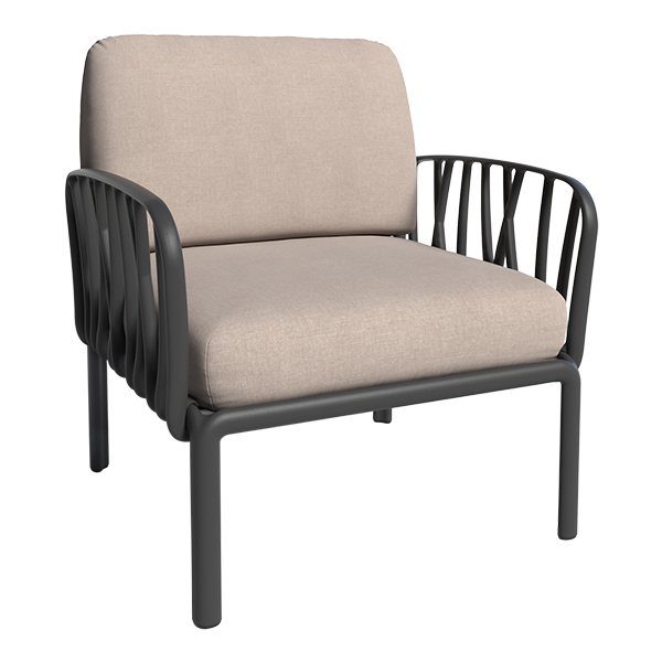Loungesessel Komodo anthrazit mit Kissensatz taupe mieten