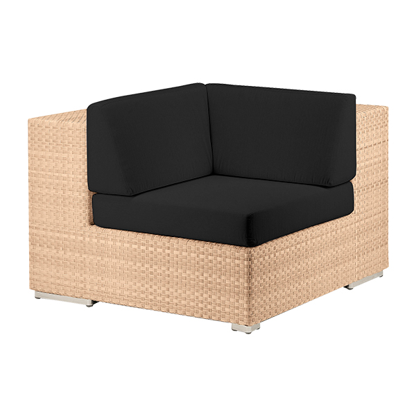 Lounge Corner Module Dedon bleach mit Kissensatz schwarz mieten