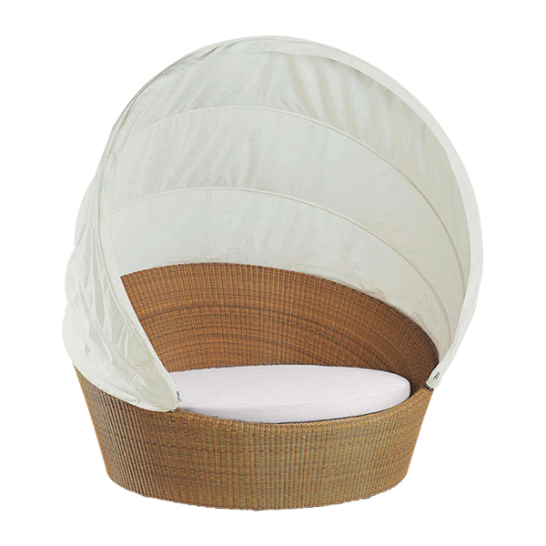 Loveseat Orbit Dedon natural Ø165 cm mit Cushion white mieten