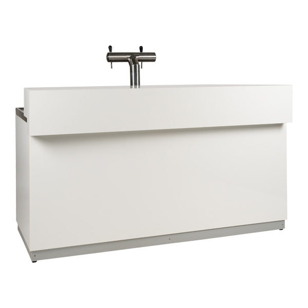 Biertheke weiß L200*T80*H115 cm mit Deckblatt CNS mieten