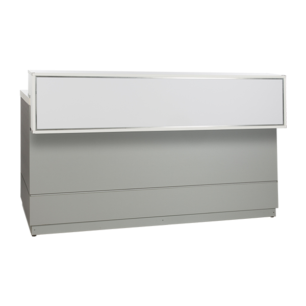 Theke silbergrau L200*T83*H115 cm mit Deckblatt weiß mieten