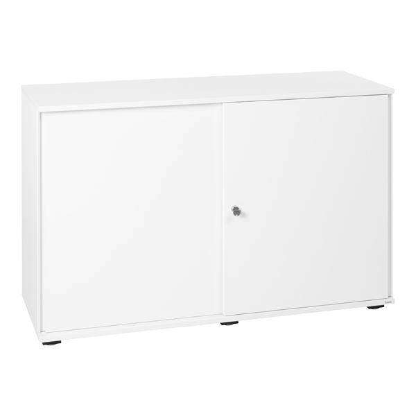 Sideboard H83 Lean weiß mit Schiebetüren mieten