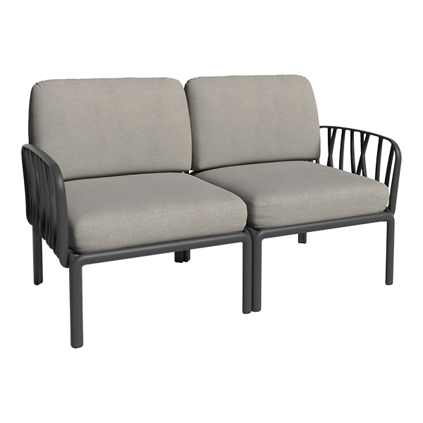 Loungesofa 2-Sitzer Komodo anthrazit mit Kissensatz grau mieten