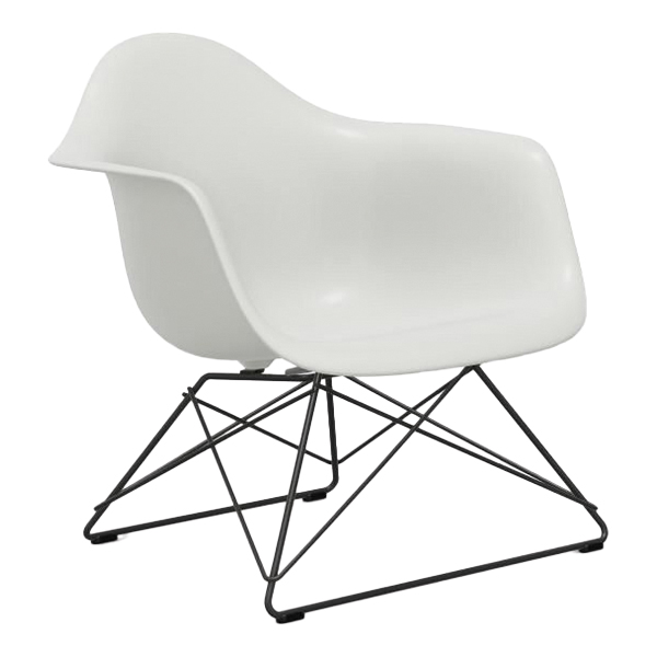 LAR Eames Plastic Loungechair schwarz Sitz weiß mieten