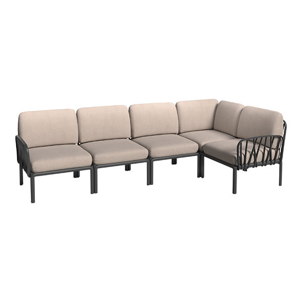 Loungesofa 5-Sitzer Komodo anthrazit mit Kissensatz taupe mieten