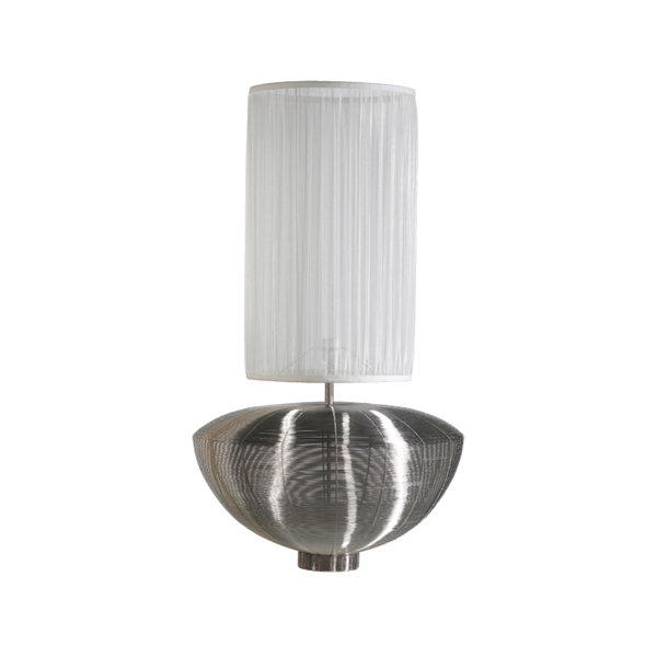 Bowl Lamp Big Mama chrom mit hohem Lampenschirm weiß mieten