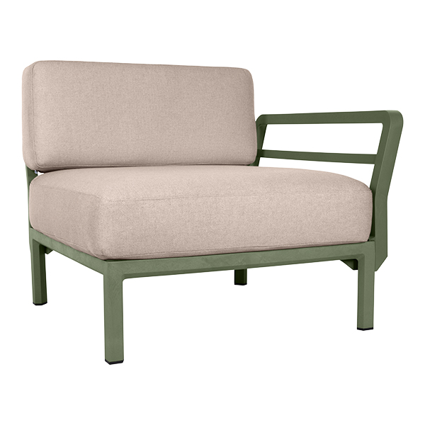 Lounge Endstück Maximo green mit Kissensatz salt white mieten