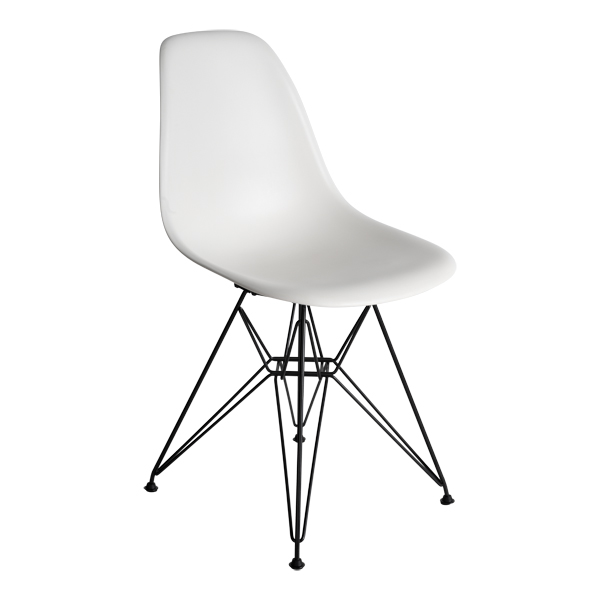 DSR Eames Plastic Chair schwarz Sitz weiß mieten