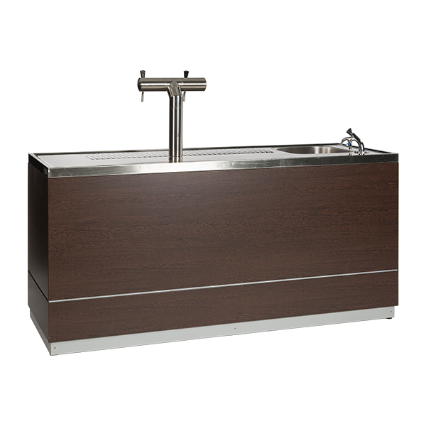 Biertheke Holzdecor B200*T70*H95 cm mit CNS Deckblatt mieten