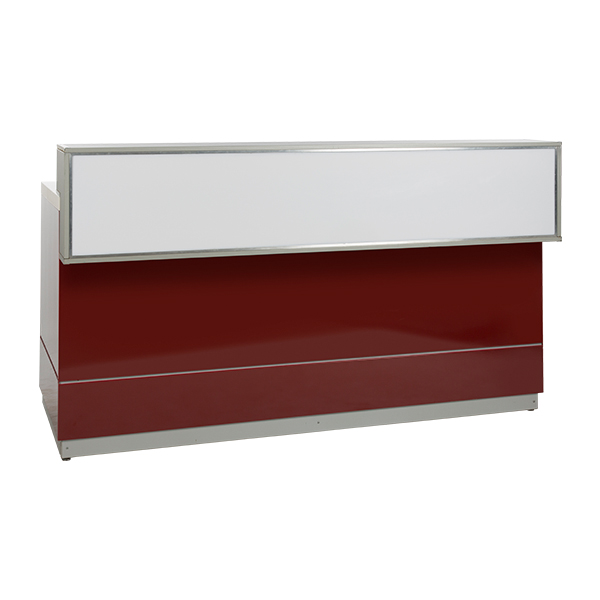 Theke rot L200*T83*H115 cm mit Deckblatt weiß mieten