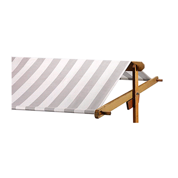 Marktstand aus Holz L200*B95*H243 cm mit Plane grau/weiß mieten