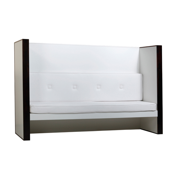 High-End-Bench Palisander mit Kissensatz Leder weiß mieten