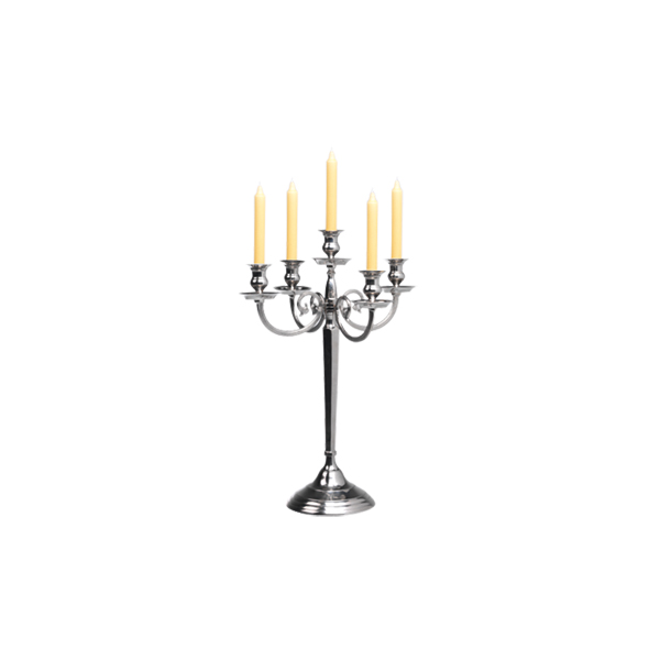 Großer Kerzenleuchter 5-armig silberfarbig H52 cm mieten