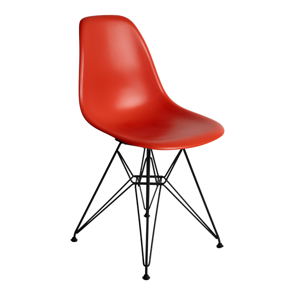 DSR Eames Plastic Chair schwarz Sitz poppy-red mieten