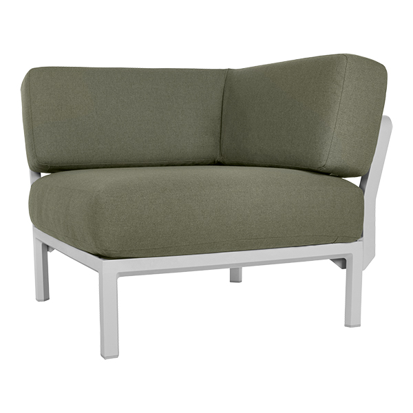 Lounge Eckelement Maximo white mit Kissensatz cactus green mieten
