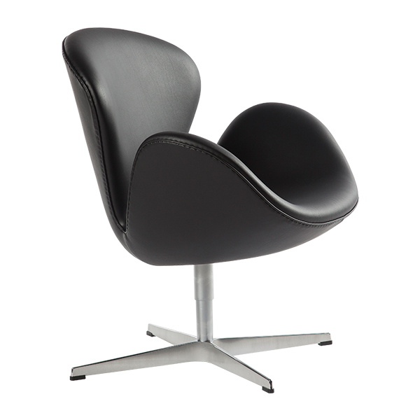 Drehsessel Swan Yachtleder schwarz B74*T68*H77 SH40 cm mieten
