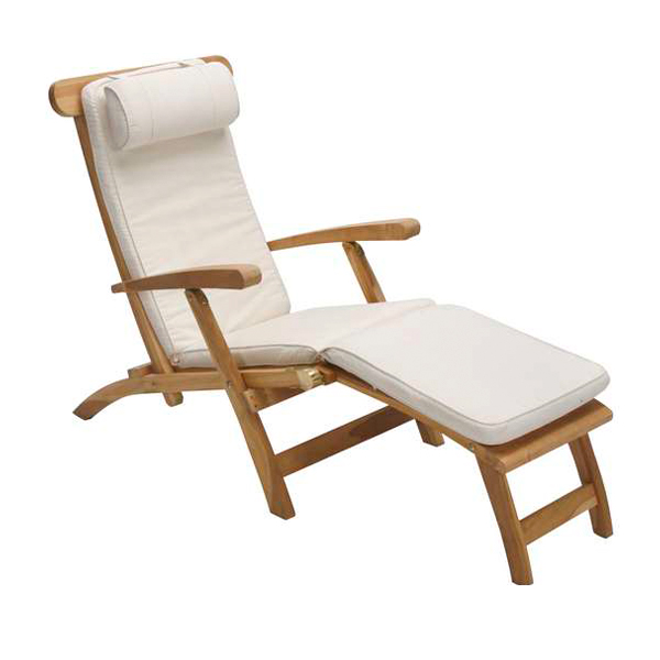 Deckchair Bali massives Teakholz mit Auflage creme mieten