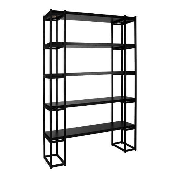Regal Malta schwarz mit 5 Böden L140*T43*H215 cm mieten