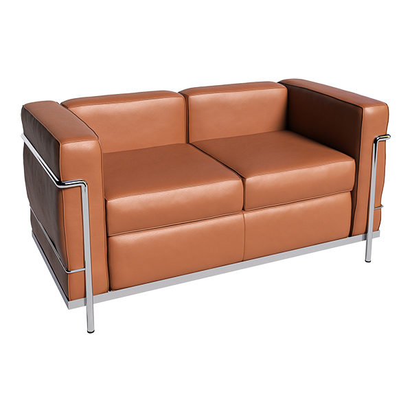 Sofa LC2 Leder ambra - Gestell chrom mieten