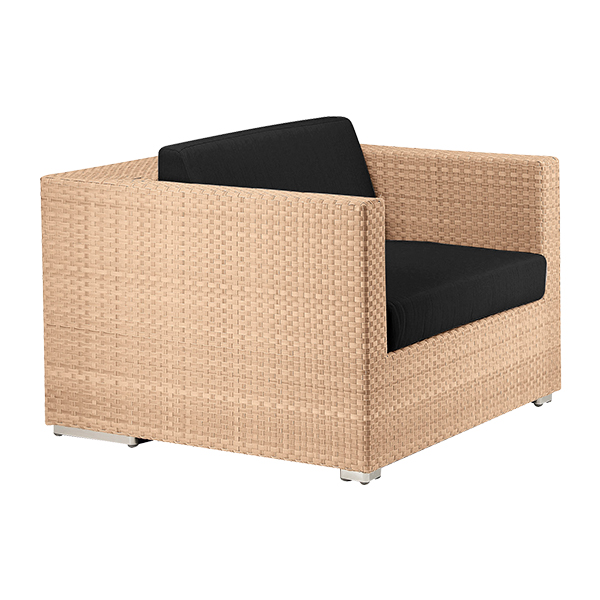 Lounge Armchair Dedon bleach mit Kissensatz schwarz mieten