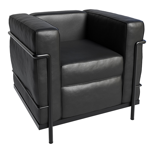 Sessel LC2 Leder graphitschwarz - Gestell schwarz mieten
