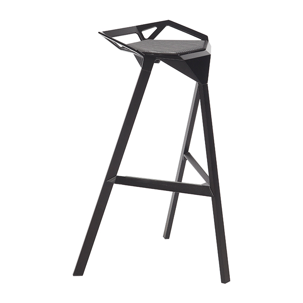Stool One (Barhocker) schwarz mit Sitzpolster grau/schwarz mieten