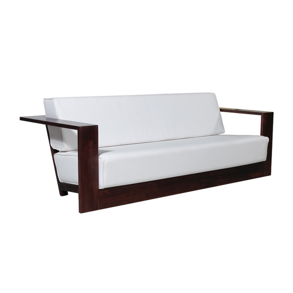 Double-Lounger Palisander mit Kissensatz Leder weiß mieten