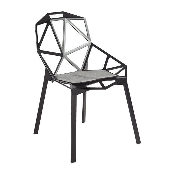 Chair One schwarz mit Sitzpolster grau/schwarz mieten