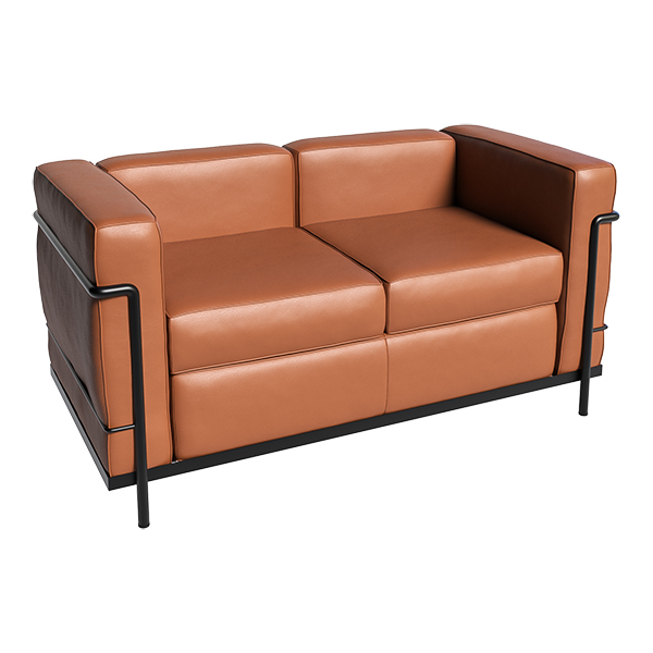 Sofa LC2 Leder ambra - Gestell schwarz mieten