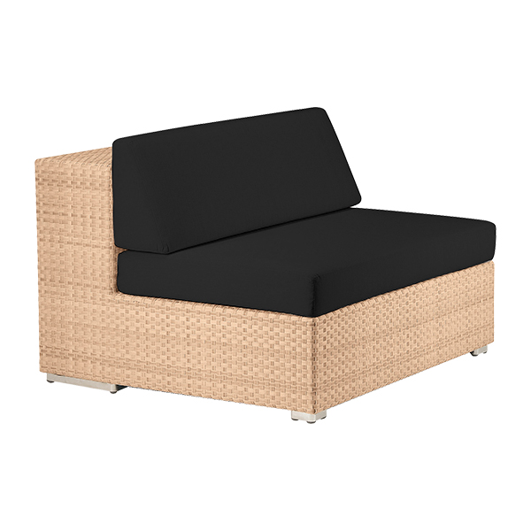 Lounge Center Module XXL Dedon bleach mit Kissensatz schwarz mieten