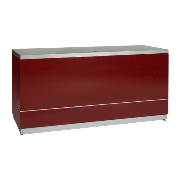 Theke rot B200*T70*H95 cm mit Deckblatt silbergrau mieten