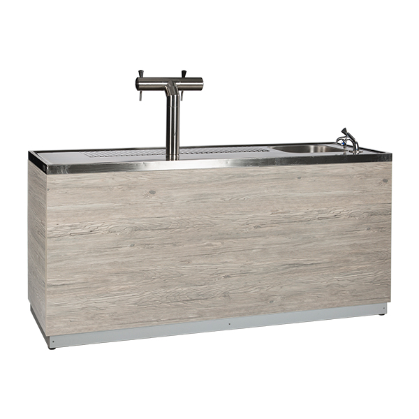Biertheke Aspen Altholz L200*T70*H95 cm mit CNS Deckblatt mieten