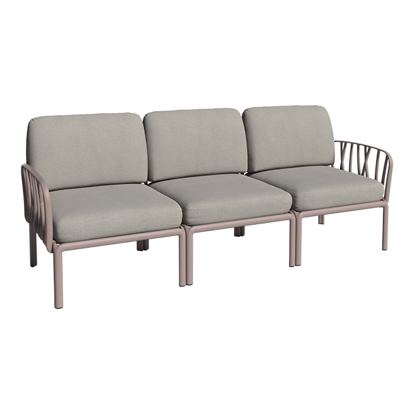 Loungesofa 3-Sitzer Komodo taupe mit Kissensatz grau mieten