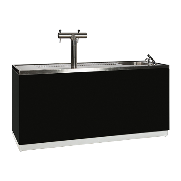 Biertheke schwarz B200*T70*H95 cm mit CNS Deckblatt mieten