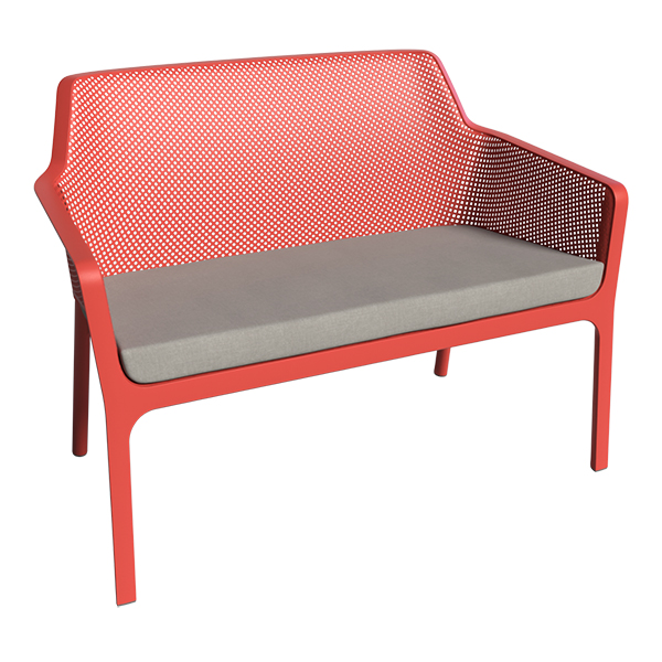 Net Bank koralle mit Sitzkissen grau B116*T70*H86 SH42cm mieten