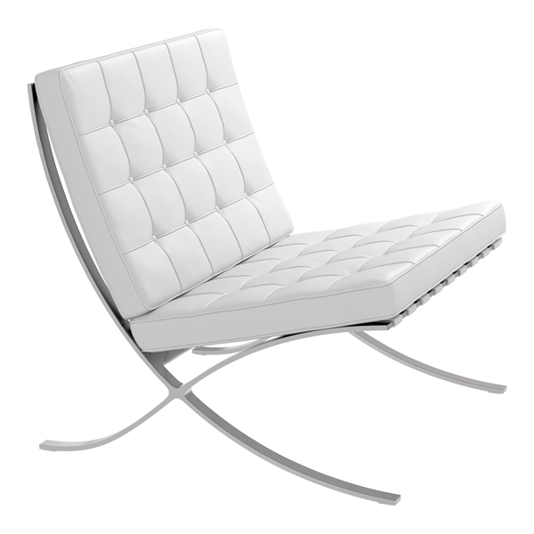 Barcelona Chair mit Kissen weiß B75*T76*H77 SH43 cm mieten