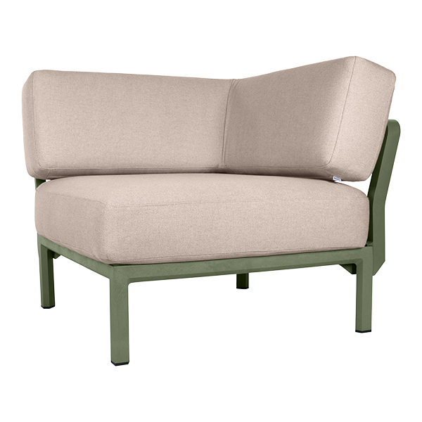 Lounge Eckelement Maximo green mit Kissensatz salt white mieten
