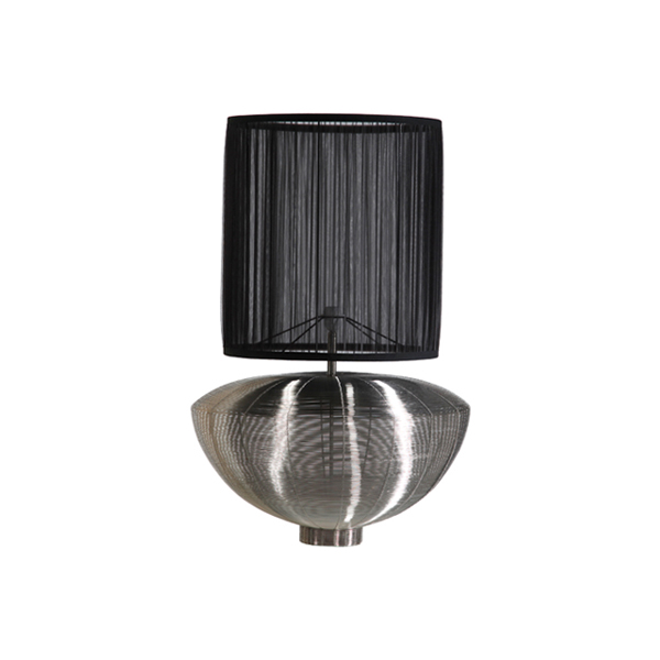 Bowl Lamp Big Mama chrom mit niedrigem Lampenschirm schwarz mieten