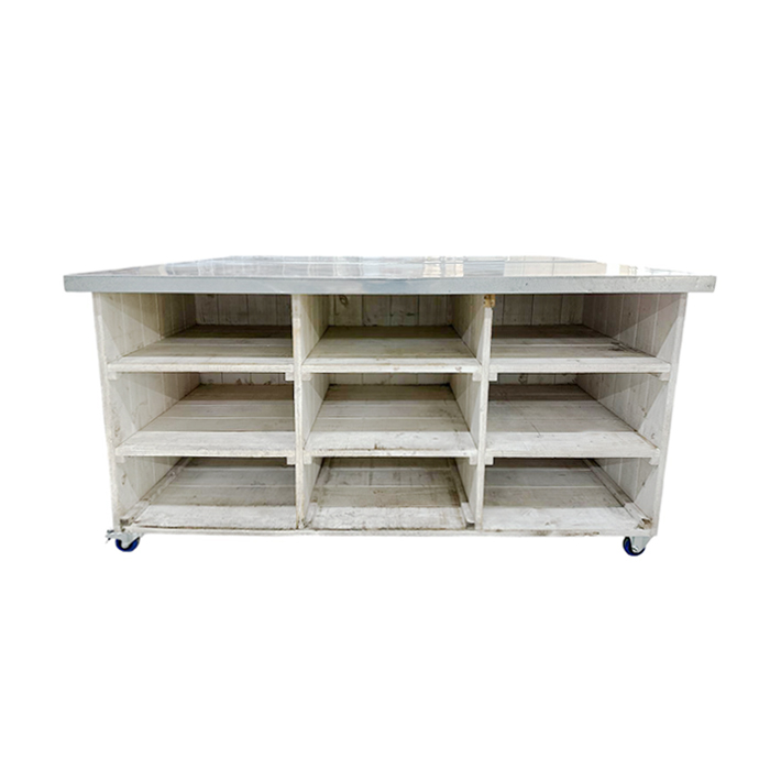 Buffettisch/Inseltisch “Landhaus” rollbar – 200x90cm mit Zinkplatte mieten bei Northern Events