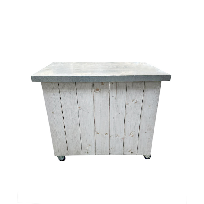 Buffettisch/Inseltisch “Landhaus” rollbar – 110x90cm mit Zinkplatte mieten bei Northern Events