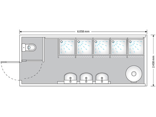 Duschcontainer gebraucht (6 m, 5 Duschen) mieten