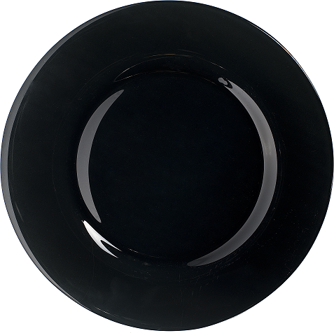 Platzteller Glas schwarz 32 cm mieten bei Horn Verleihservice