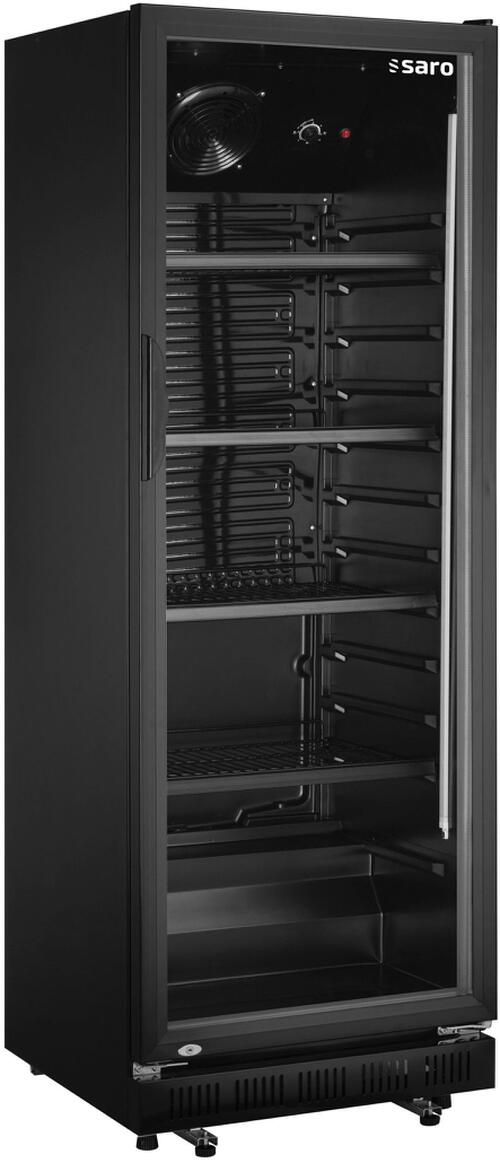 Kühlschrank mit Glastüre 360 l schwarz mit fahrbaren Gestell mieten