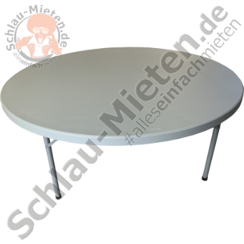 Banketttisch rund 180 PVC grau mieten bei Schlau-Mieten.de
