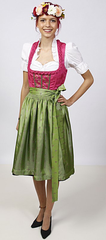 Dirndl – Pink-Grün – Damen (Dirndl, Schürze und Bluse) mieten