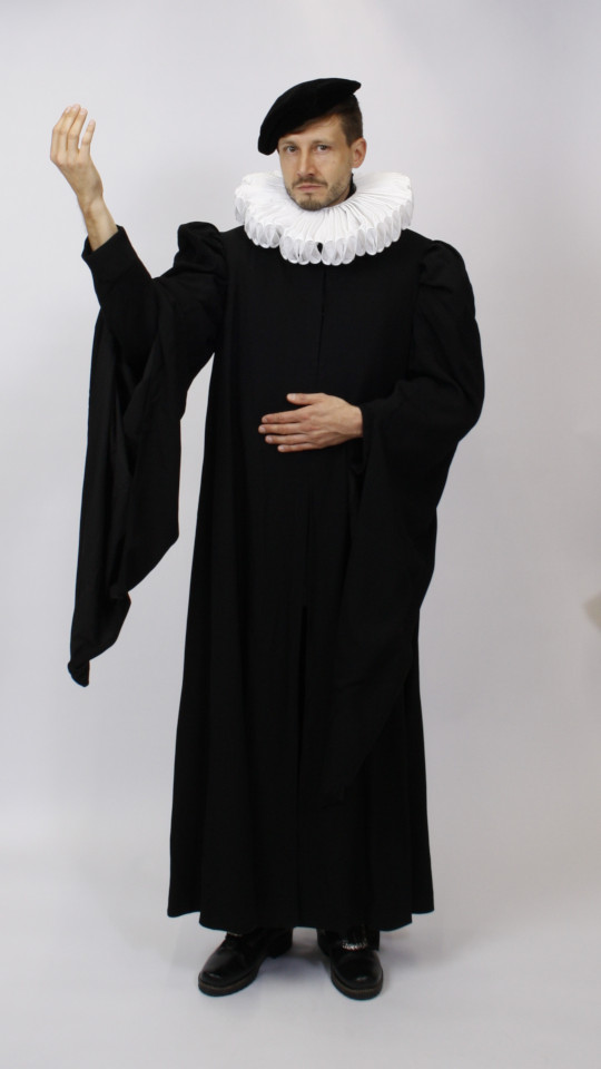 Ratsherren Outfit (Mantel, Barett und Mühlsteinkragen) mieten